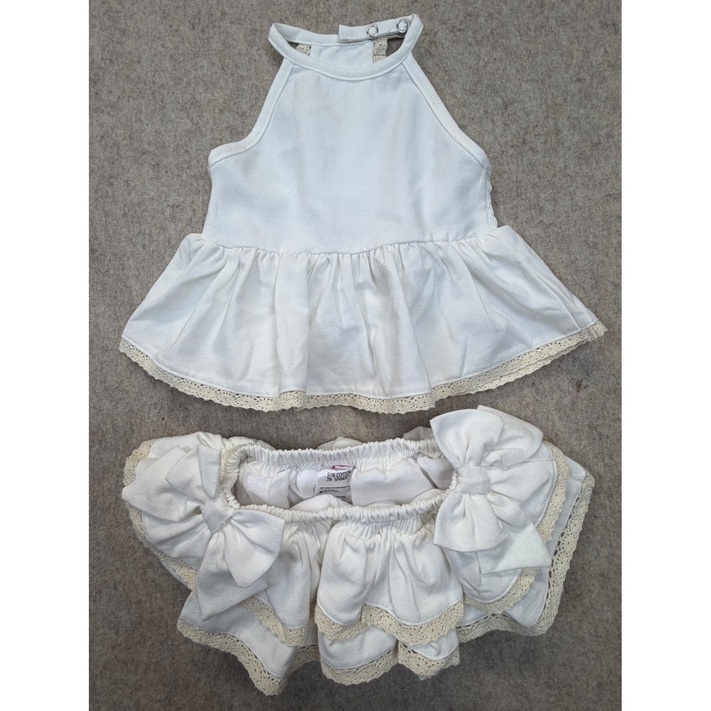 Sugar Dumplin Kids 2pc Set Baby Girl 3M Ivory Ruffle Lace Halter Bloomers - Picture 8 of 8